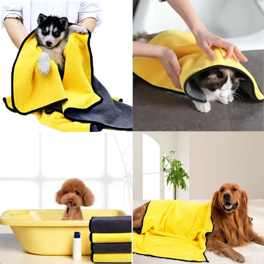 New Pet Dog Absorbent Towel Microfiber Dog Bathing Towel Dog Bathrobes Wiping Cloth