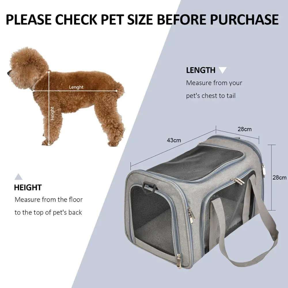 Dog Carrier Bag Soft Side Backpack Carrier Travel Airline Approved Transport