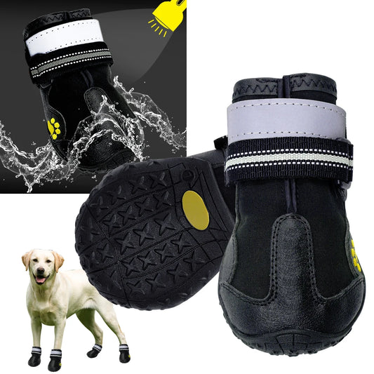 Reflective Dog Shoes Socks Winter Dog Boots Footwear Rain Wear Non-Slip Anti Skid Pet Shoes for Medium Large Dogs Pitbull