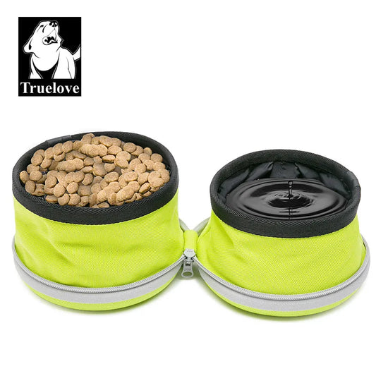 Truelove Collapsible 2 Way Use Dog Bowl Double for Food Mat Travel Waterproof Foldable Running Walking Hiking Camping
