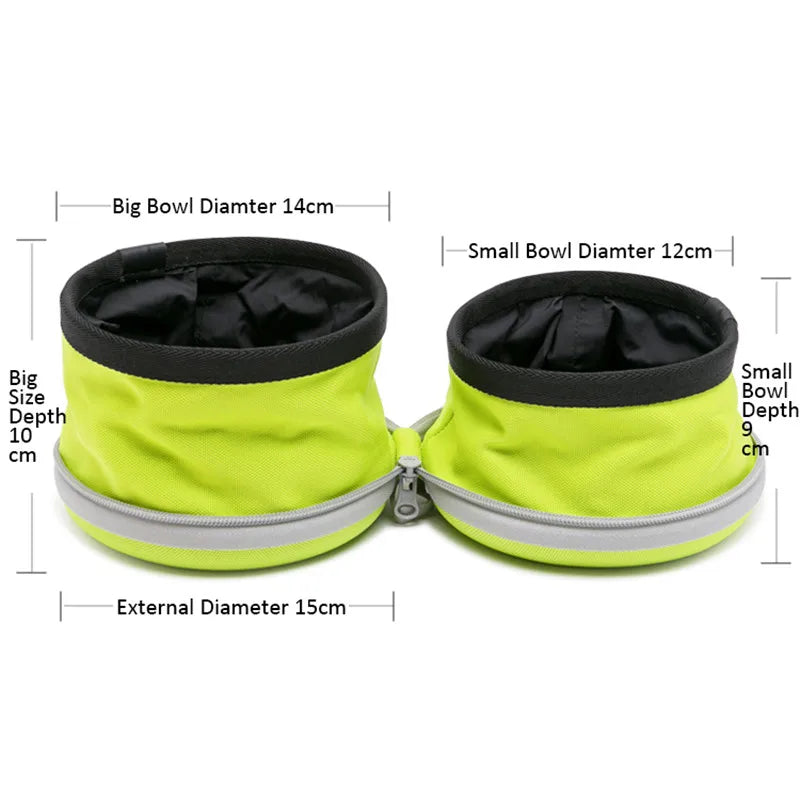 Truelove Collapsible 2 Way Use Dog Bowl Double for Food Mat Travel Waterproof Foldable Running Walking Hiking Camping