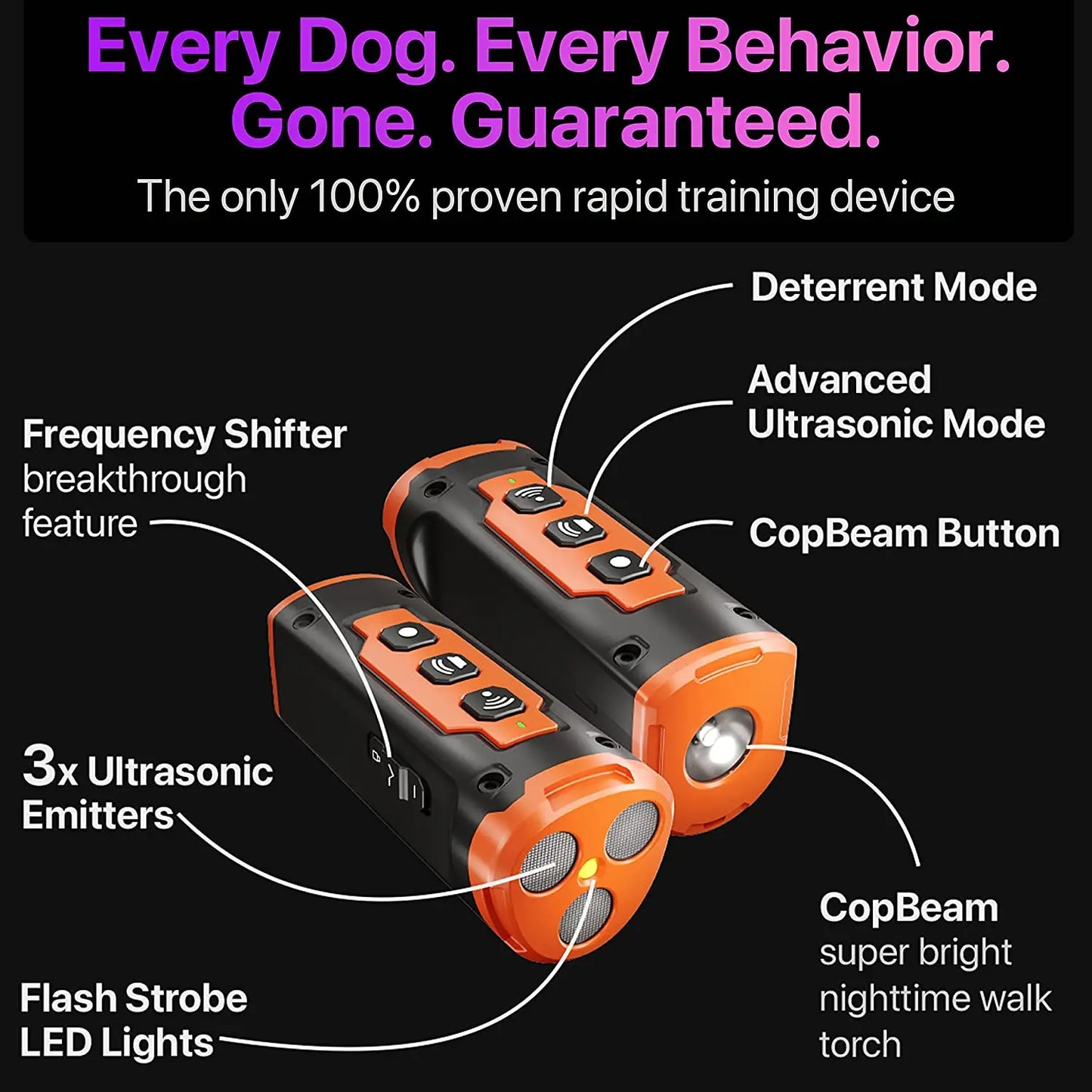 Ultrasonic Dog Training Device Anti Bark With LED Flashlight