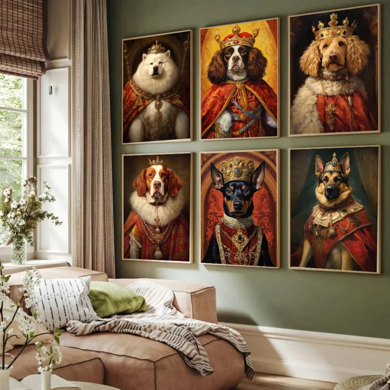 Modern Pet Portrait Aesthetics Wall Art Dog King Royal Animal Sail HD Oil On Canvas Posters And Prints Home Bedroom Decor Gifts