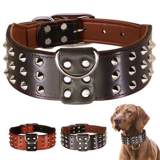 Spiked Studded Big Collar Genuine Leather