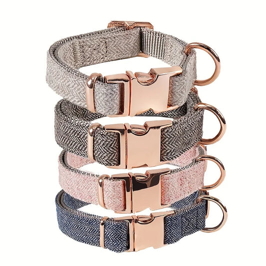 Elegant Style Twill Fabric Collar With Rose Gold Buckle