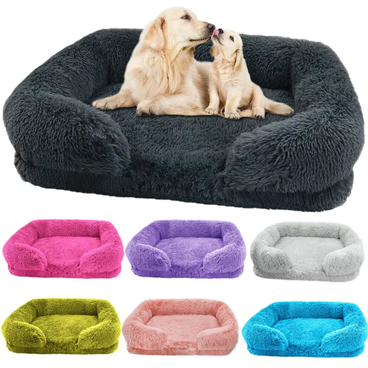 Winter Rectangular Large Dog Beds Washable Plush Fluffy Dog Bed Mat Pet Cushion Big Medium Kennel House camas para perro