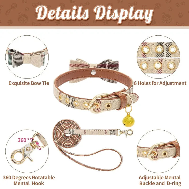 Cute Bow Tie Collar with Leash Set