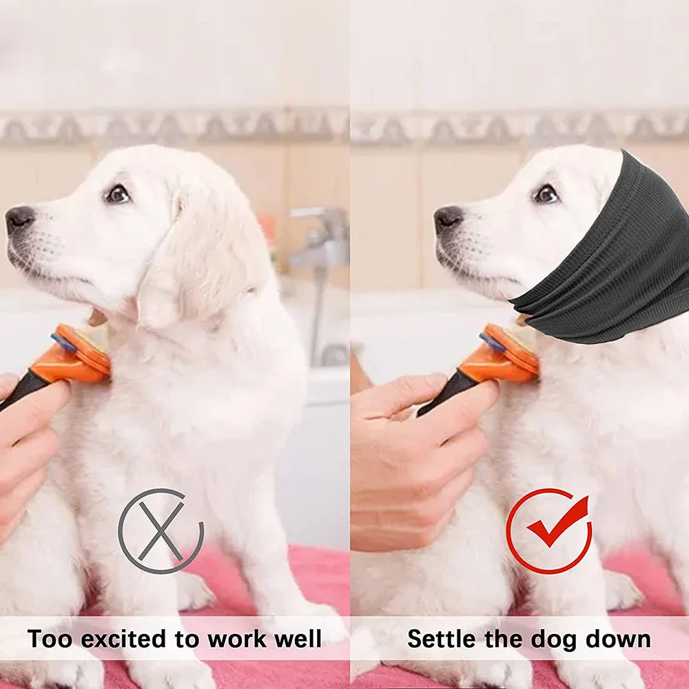Dog Grooming Earmuffs, Pet Ears, Noise-proof, Washable, Highly Elastic, Pressure-reducing, Soothing Dog Ear Cap, Dog Scarf