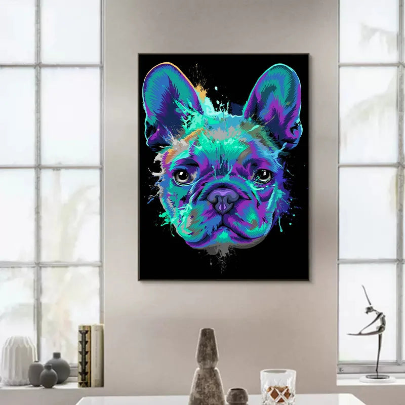 Abstract Watercolor French Bulldog Pug Posters Prints Canvas Painting Coloful Animal Dog Wall Art Picture Living Room Cuadros
