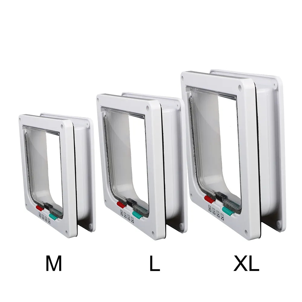 With 4 Way Lock Security Flap Door Dog Cat Flap Door For Dog Cat Kitten Cat Puppy Safety Gate Small Pet Supplies ABS Plastic