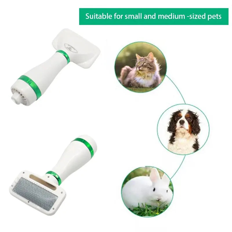 Pet Hair Dryer 2 with Slicker Brush Grooming for Cat and Dog Brush Professional Home Grooming Furry Drying Portable Dog Blower