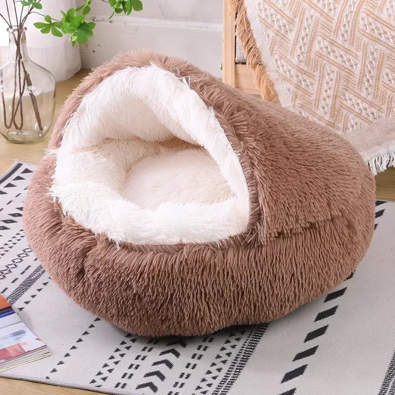 winter dog Plush Round Bed Pet Mattress Warm Soft Comfortable Basket Dog Sleeping Bag Nest for Small Dogs Medium dogs