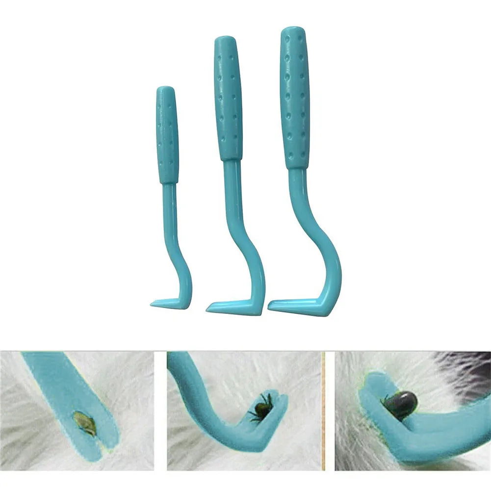 3 Pcs Tick Remover Hook Flea Remover Tweezer Tick Pull Dog Accessaries Ticks Removal Tools Flea Extractor Pet Supplies