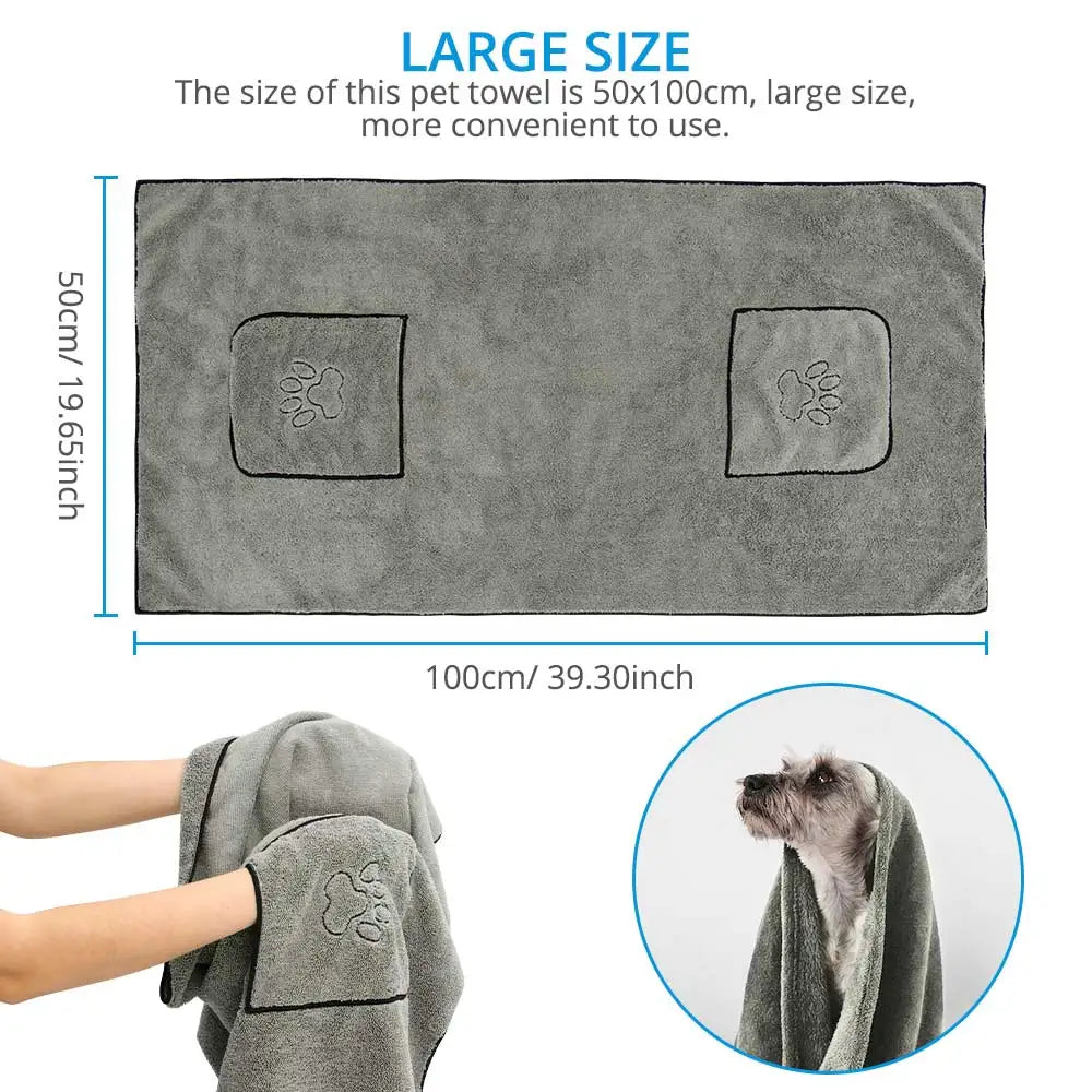 Super Absorbent Big Puppy Pet Dog Towel Bathrobe Bath Towels Quick-Drying Cat Bath Towel Bath Supplies Dog Towel Microfiber