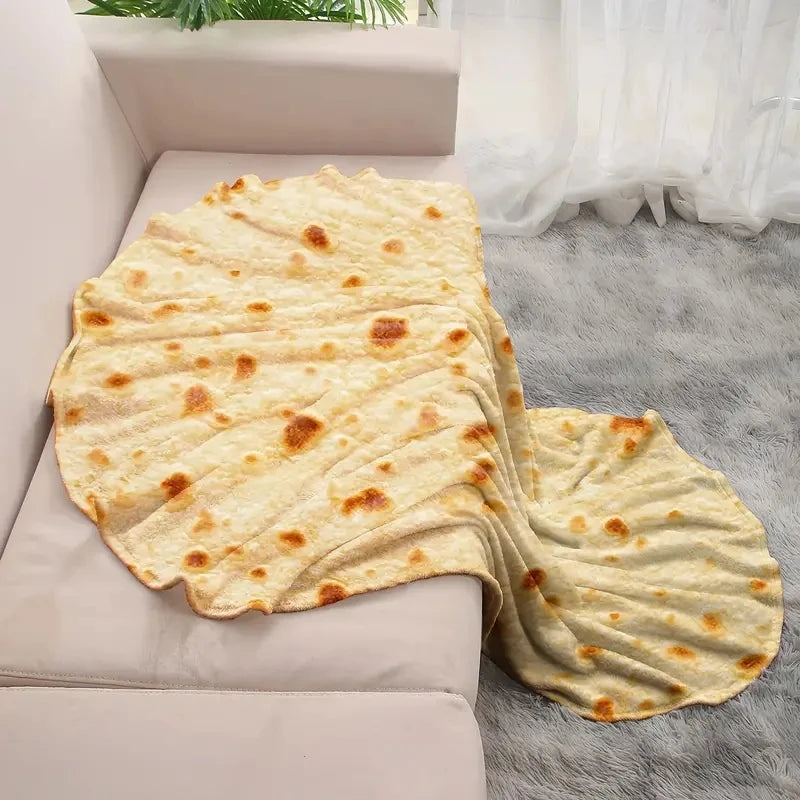 1pc Soft and Warm Mexican Tortilla Print Flannel Blanket