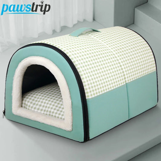 Enclosed Warm Dog Bed for Small Medium Dogs Foldable Waterproof Dog Cave House Removable Nest Basket Pet Supplies
