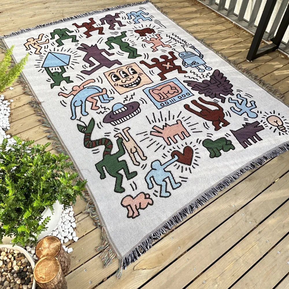 Ethnic Bohemian Style Retro Blanket Camping Picnic Photo Leisure Blanket Sofa Cover Blanket Literary TapestryTravel Rug Tassels
