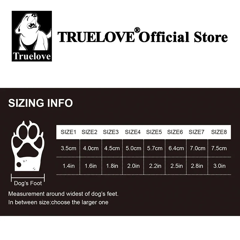 Truelove Dog Shoes for Large Medium Dog Boots & Paw Protectors for Winter Snowy Day Pavement Waterproof with TPR Sole
