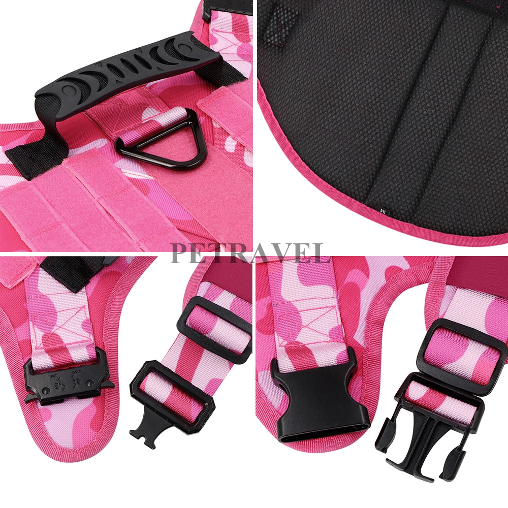 Pink Military Dog Harness & Leash