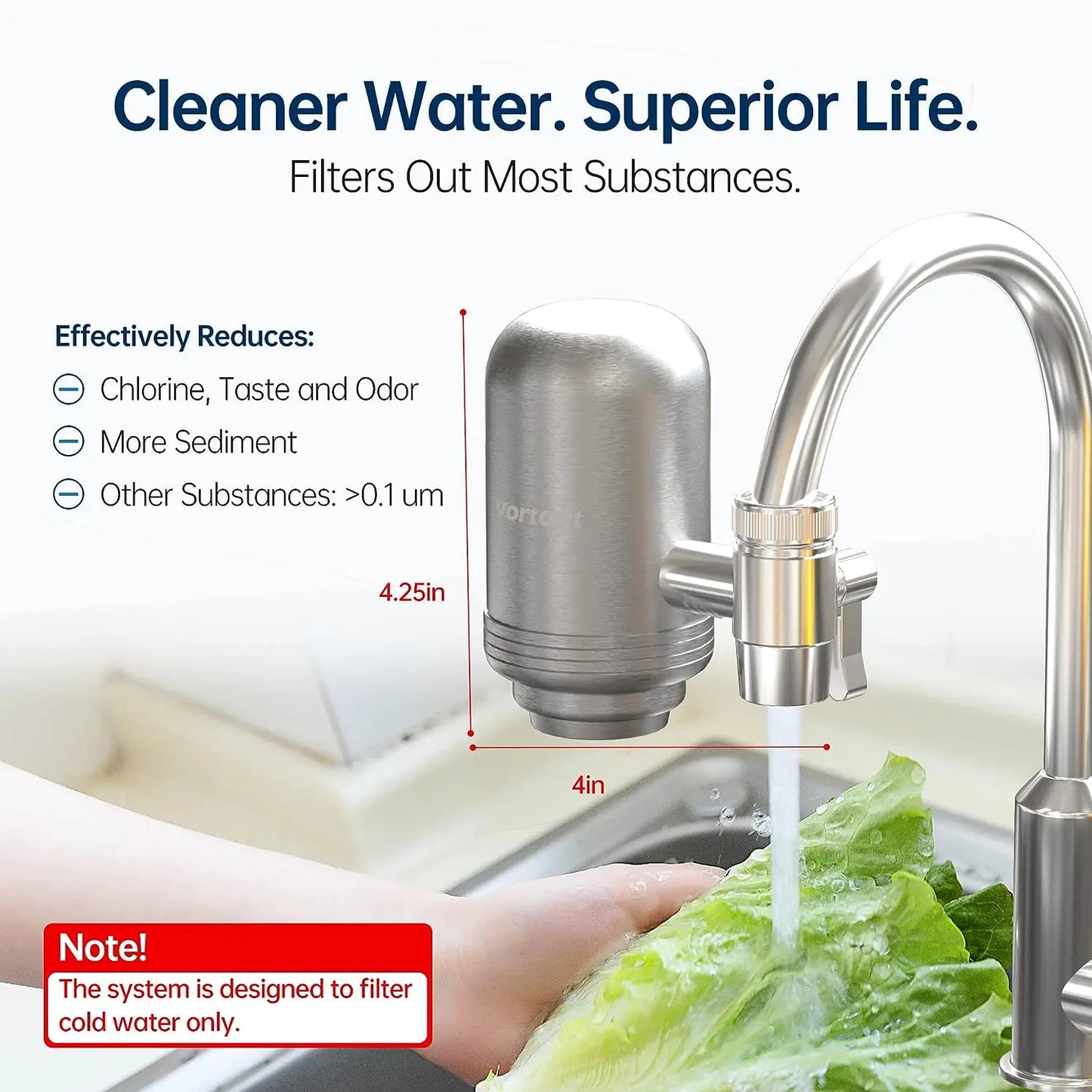 Vortopt Stainless Steel Faucet Tap Water Filter Purifier System