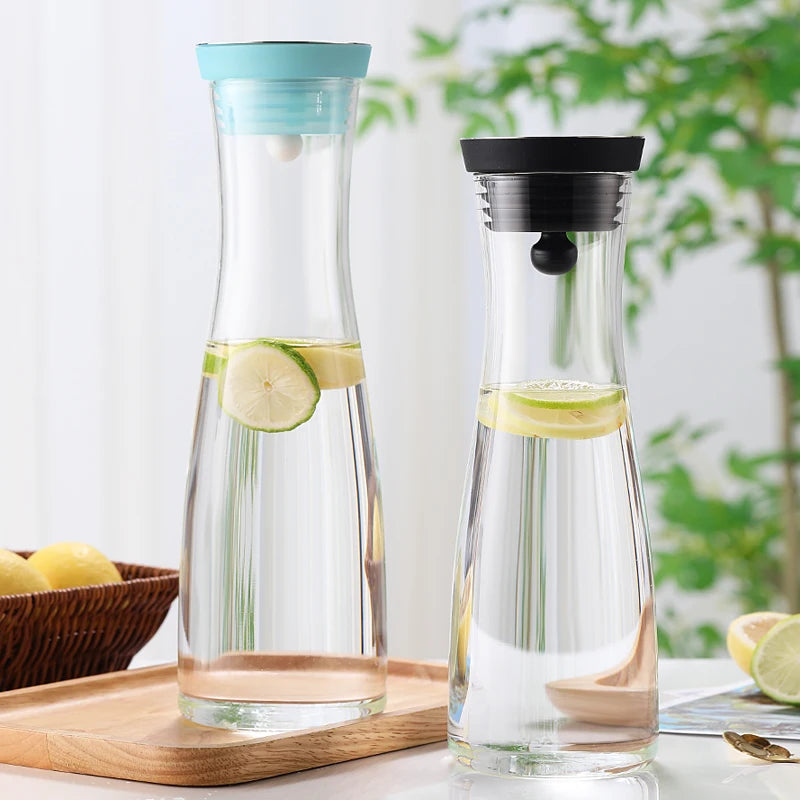 Large Capacity Clear Glass Water Bottle with Stainless Steel Cap