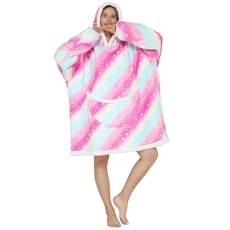 Wearable Oversized Blanket Hoodie With Puppy Pouch