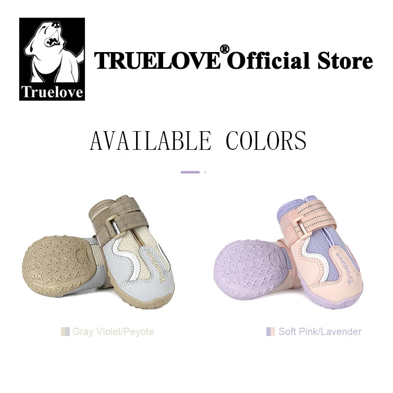 Truelove Breathable Dog Shoes with TPR Sole Flexible Protectable Soft Outsole Classic Outdoor Dog Boots All Breed 4Pcs