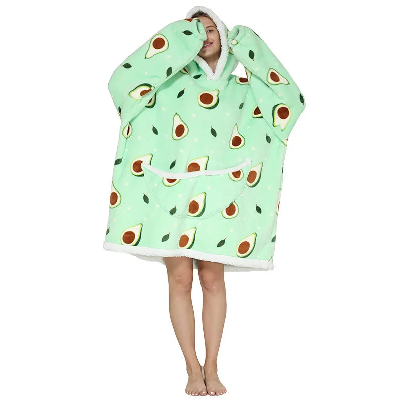 Wearable Oversized Blanket Hoodie With Puppy Pouch
