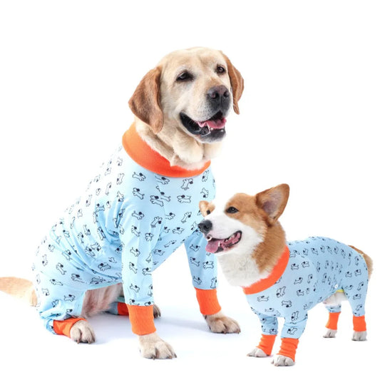 Pyjama Jumpsuit Orange & Baby Blue