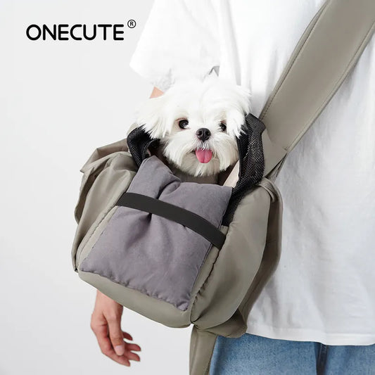 Olive Green Onecut Strap Shoulder Bag Dog Outdoor Travel