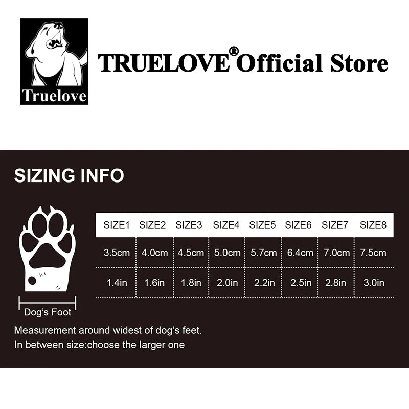 Truelove Breathable Dog Shoes with TPR Sole Flexible Protectable Soft Outsole Classic Outdoor Dog Boots All Breed 4Pcs