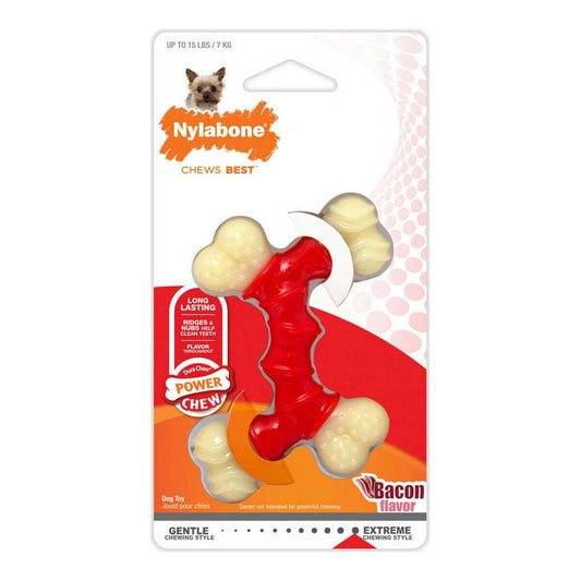Beißring für Hunde Nylabone Extreme Chew Double Bacon M Thermoplastischer Kunststoff