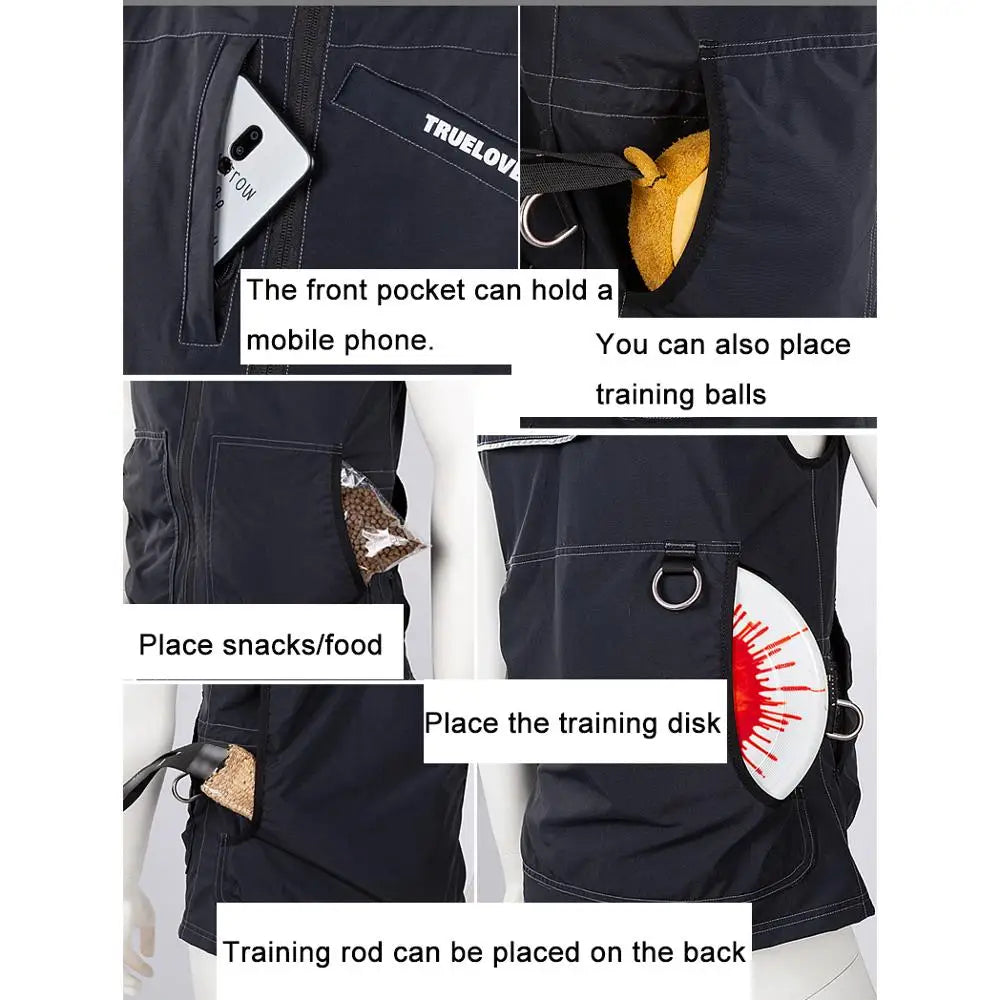Truelove Dog Training Special Clothes Professional Waterproof Big Pocket Multi-function Reflective Vest Sports