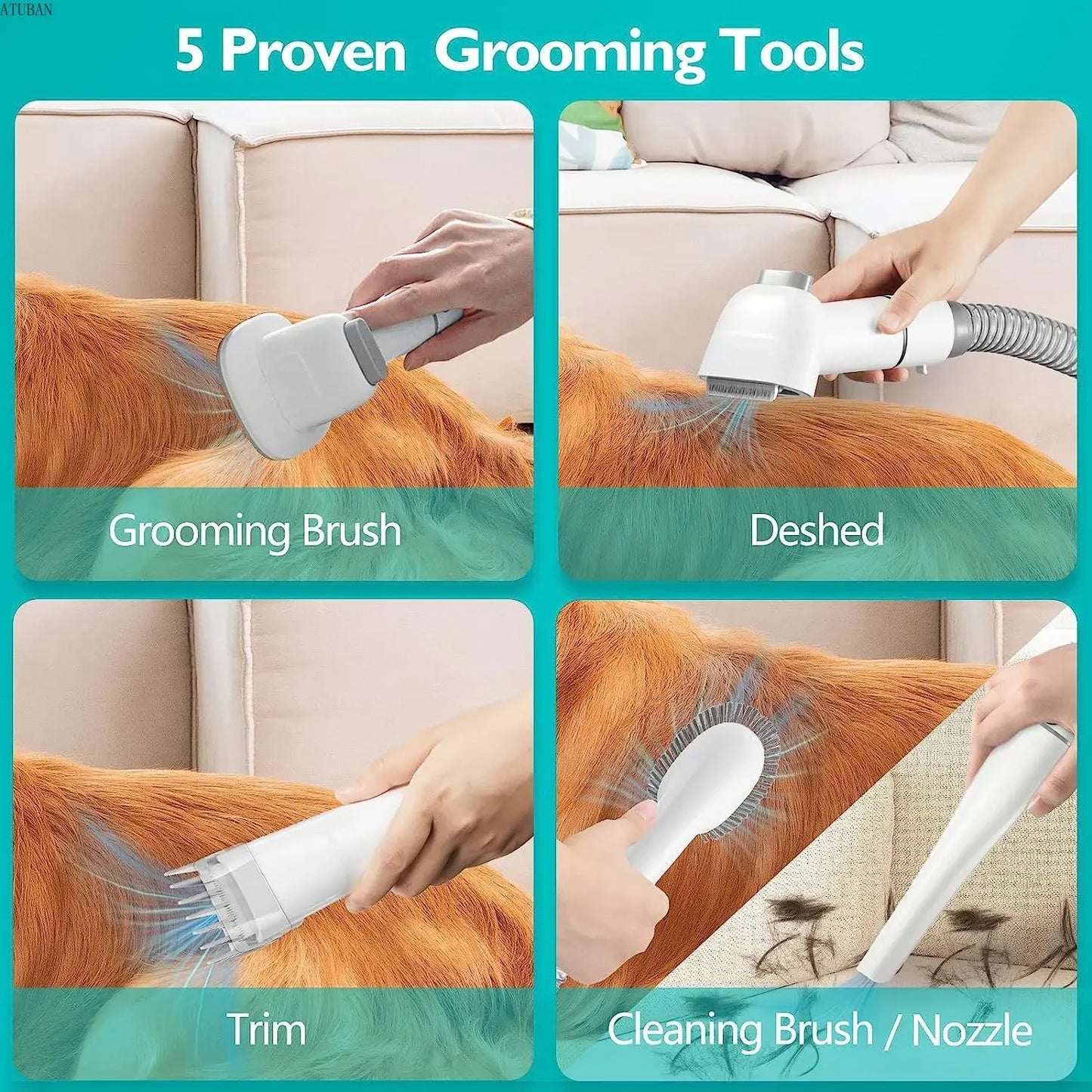 Pet Grooming Kit Vacuüm Dog Grooming Clippers Pet Hair Remover met krachtige 2,3L grote zuigkracht en geluidsarme tondeuse voor huisdieren