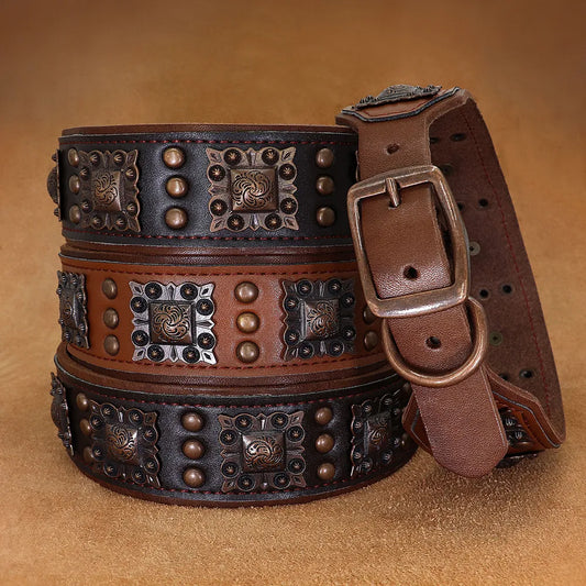 Cool Spikes Collar Durable Leather