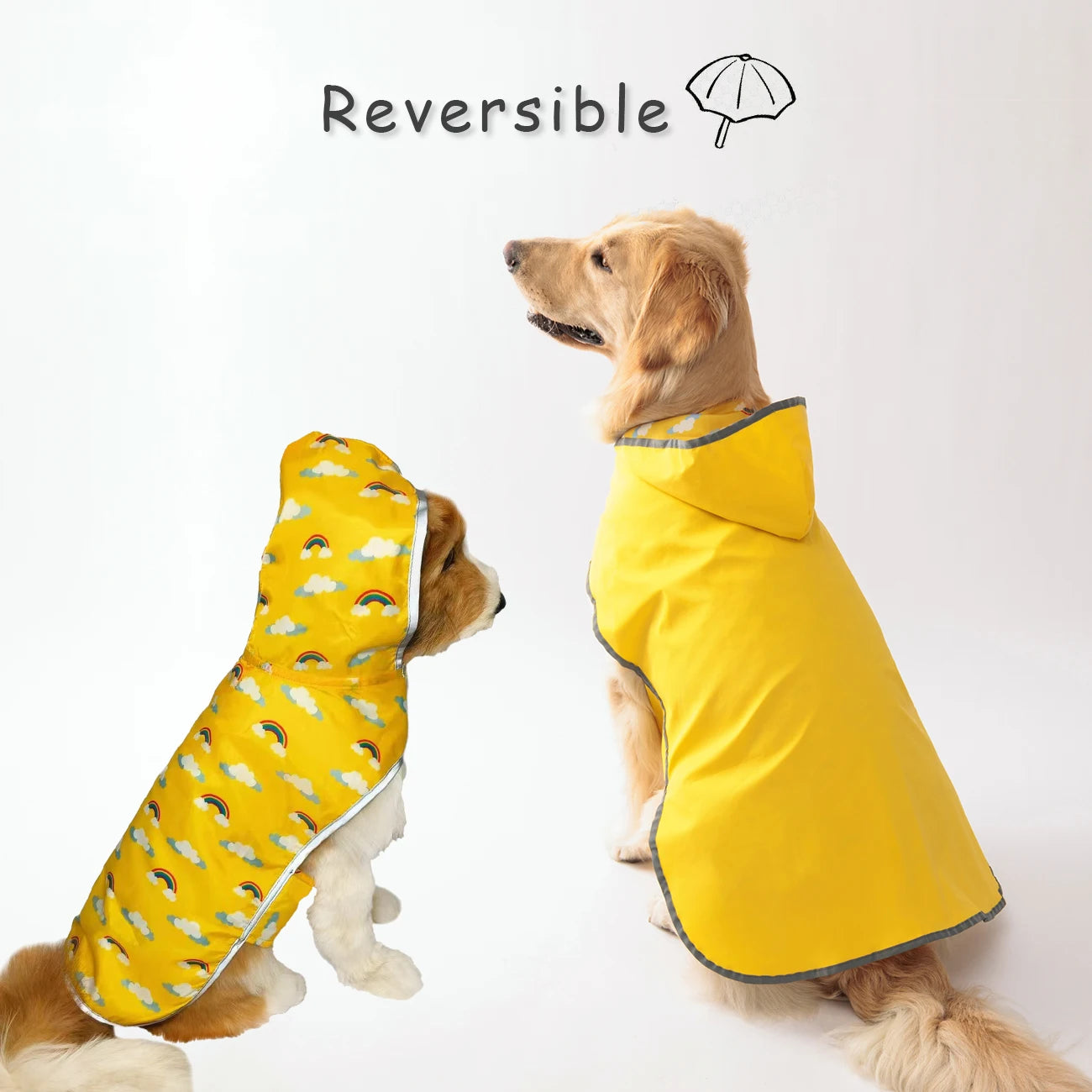 Houd uw pup droog en stijlvol: dubbellaagse regenjas met tweerichtingskleding!