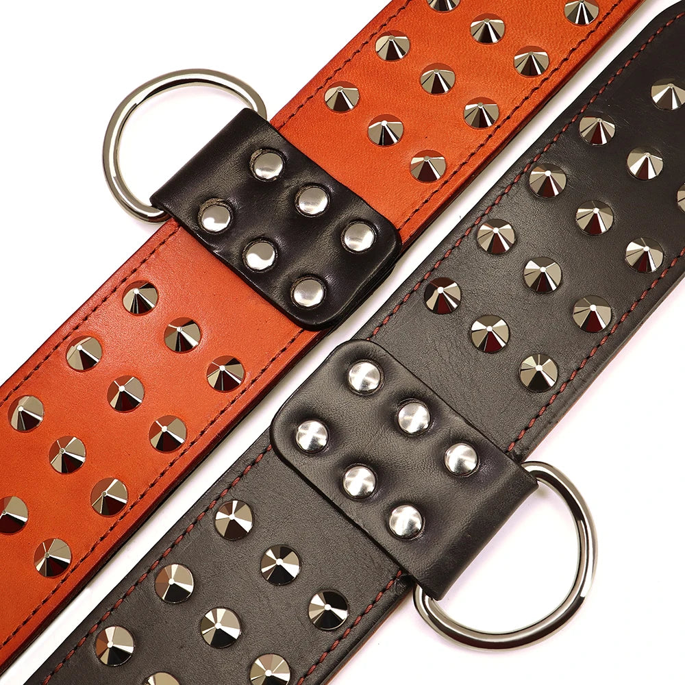 Spiked Studded Big Collar Genuine Leather