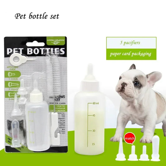 1set Puppy Zuigfles Set Hond Kat Baby Verpleging Water Melk Feeder Pasgeboren Drinkfles DC05