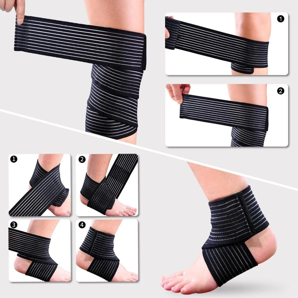 1 stks elastische kuit compressie bandage sport kinesiologie tape voor enkel pols knie kuit dij wraps ondersteuning protector (40-300 cm)