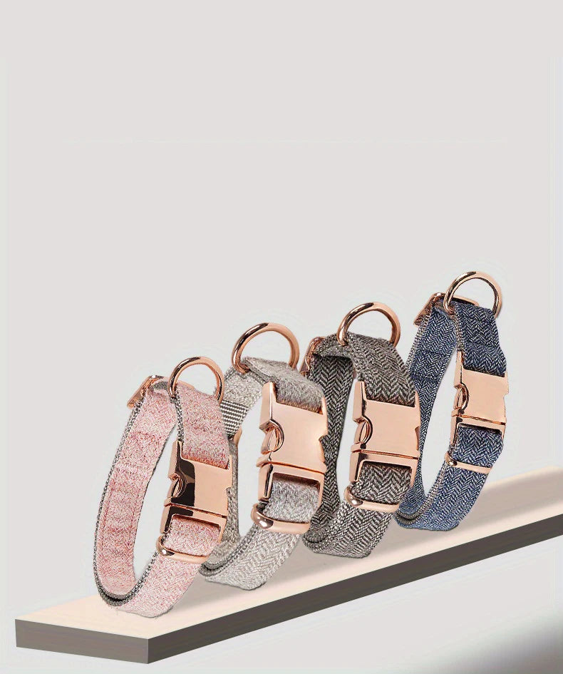 Elegant Style Twill Fabric Collar With Rose Gold Buckle
